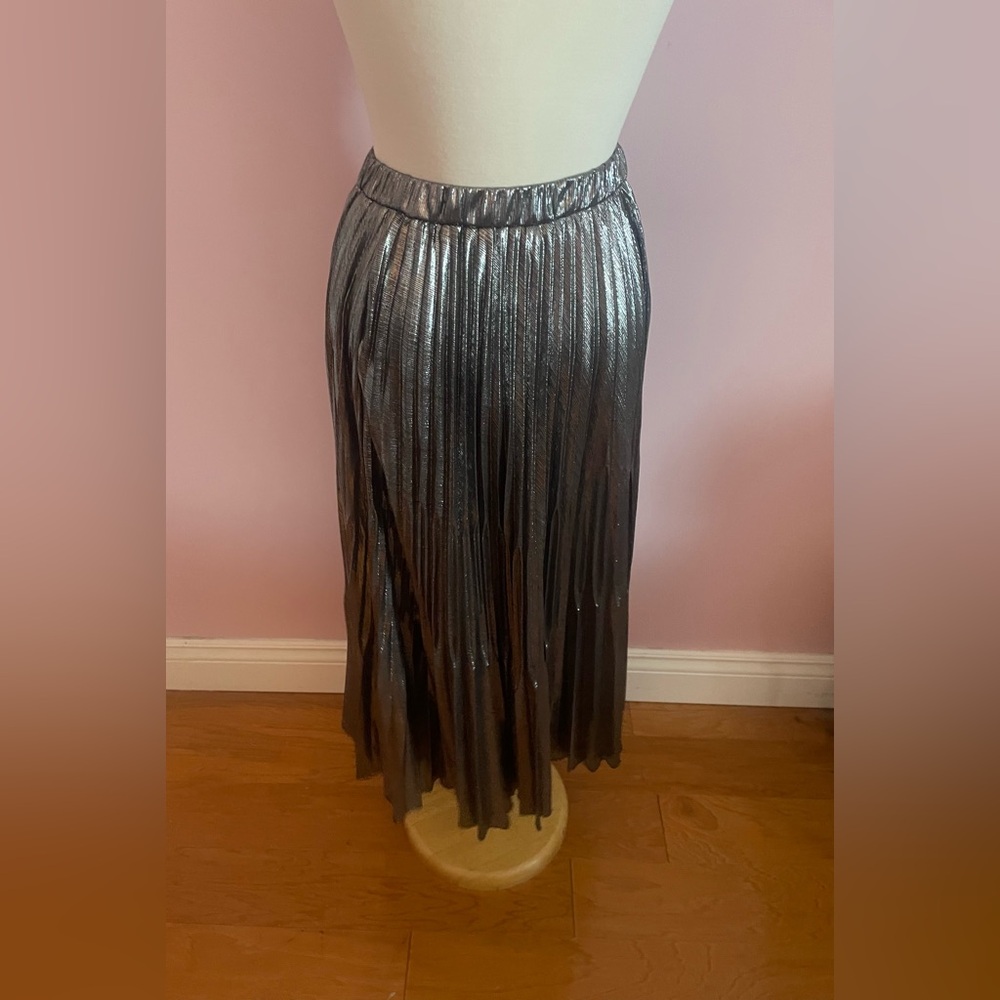 NWT Metallic Pleated Skirt - Picture 3 of 7